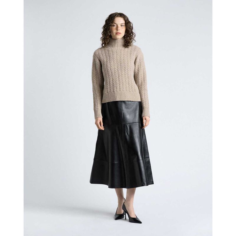 Cue Merino Alpaca Blend Cable Turtle Neck Knit image number 3